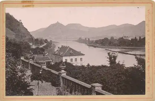 Kabinett Foto Rolandseck Remagen am Rhein, Panorma mit Nonnenwerth und Siebengebirge, Hotel