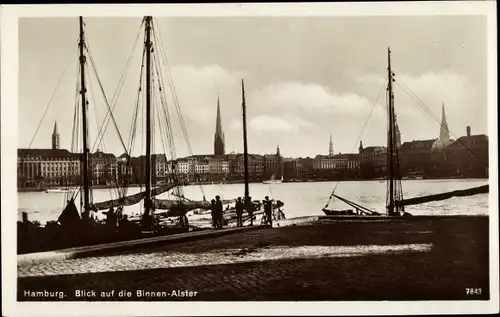 Ak Hamburg Mitte Neustadt, Blick auf die Binnen Alster, Boote