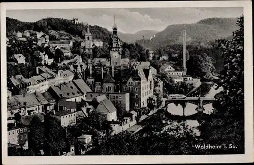 Ak Waldheim in Sachsen, Teilansicht vom Ort, Zschopaupartie, Brücke