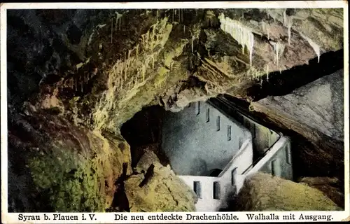 Ak Syrau Rosenbach im Vogtland, Drachenöhle, Walhalla mit Ausgang