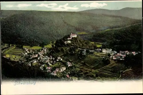 Ak Schwarzburg Thüringen, Blick vom Trippstein, Ort