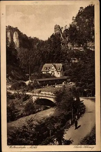 Ak Waltersdorf Bad Schandau an der Elbe, Hotel Restaurant Waltersdorfer Mühle