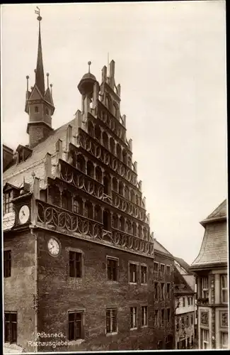 Ak Pößneck in Thüringen, Rathausgiebel