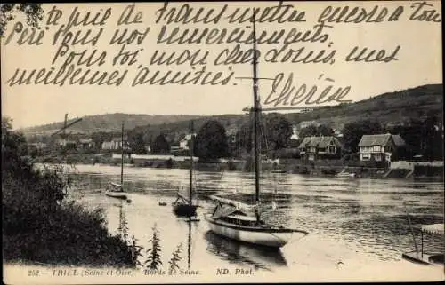 Ak Triel sur Seine Yvelines, Bords de la Seine, Voiliers