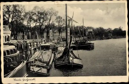 Ak Gouda Südholland Niederlande, Yselgezicht, Molen