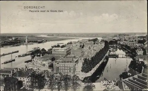 Ak Dordrecht Südholland Niederlande, Panorama vanaf de Goote Kerk