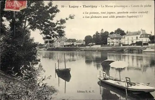 Ak Lagny Seine et Marne, Thorigny, Canots de Pêche