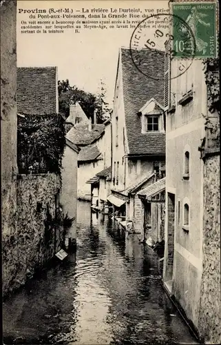 Ak Provins Seine et Marne, Rivière Le Durteint à Travers la Ville