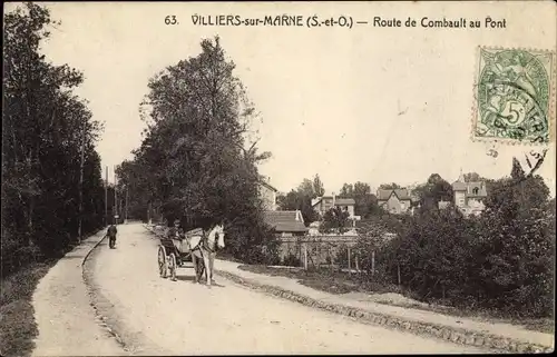 Ak Villiers sur Marne Val de Marne, Route de Combault au Pont