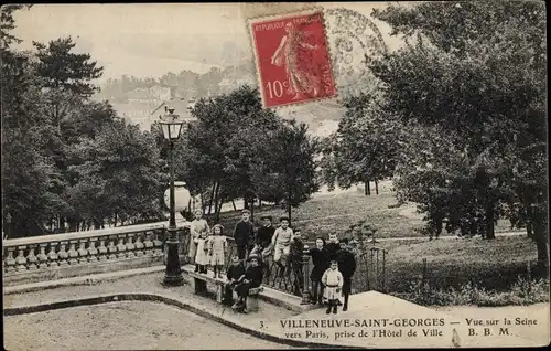 Ak Villeneuve Saint Georges Val de Marne, Vue de la Seine prise de l´Hôtel de Ville