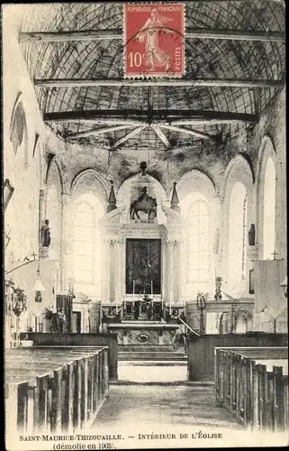 Ak Saint Maurice Thizouaille Yonne, Intérieur de l´Église