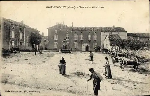 Ak Gondrecourt Meuse, Place de la Ville Haute, Charrette