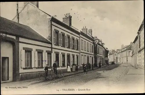 Ak Tillières Eure, Grande Rue