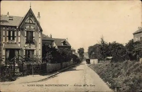 Ak Soisy-sous-Montmorency Val-d’Oise, Arrivee de la Gare