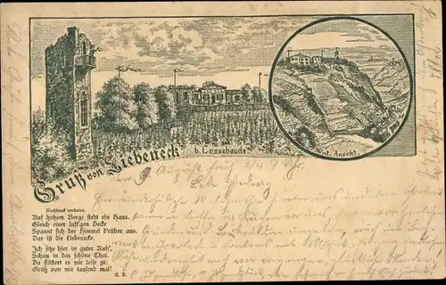 Litho Dresden Cossebaude, Liebeneck Gasthaus, Westansicht