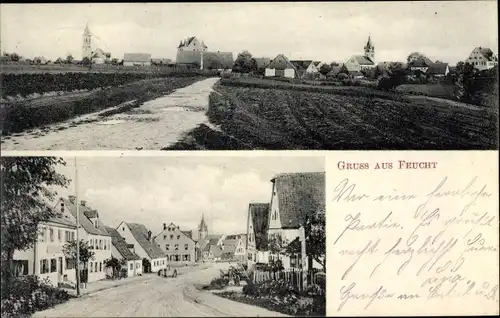 Ak Feucht im Nürnberger Land, Panorama vom Ort, Straßenpartie