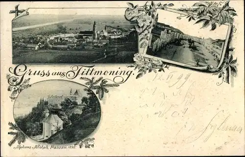 Ak Tittmoning in Oberbayern, Panorama vom Ort, Markt, Schloss
