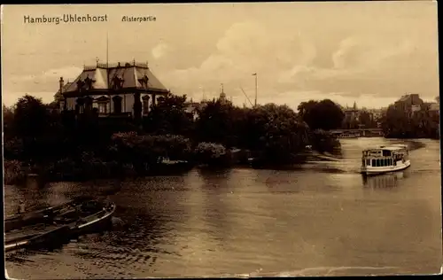 Ak Hamburg Nord Uhlenhorst, Alsterpartie