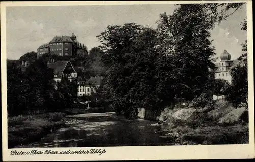 Ak Greiz im Vogtland, Oberes und unteres Schloss