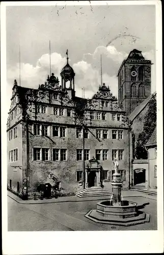 Ak Bad Hersfeld Hessen, Rathaus mit Lullusbrunnen