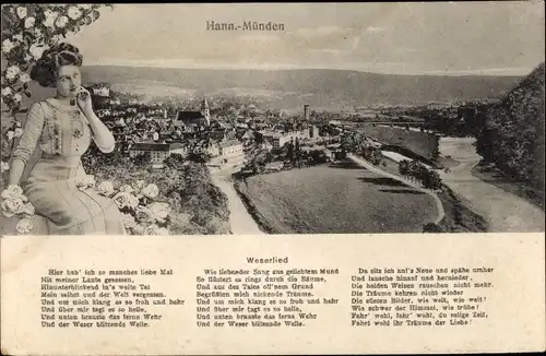 Ak Hann Münden in Niedersachsen, Montage mit Weserlied