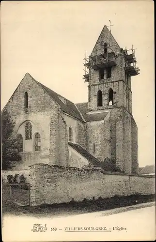 Ak Villiers sous Grez Seine-et-Marne, L´Église