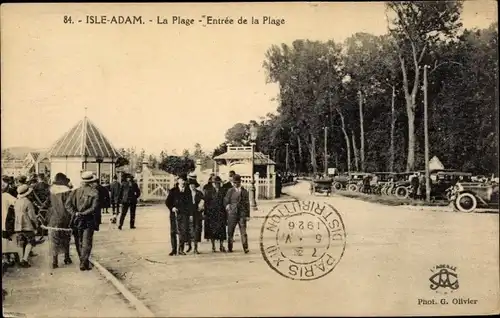 Ak L'Isle Adam Val d’Oise, La Plage, Entree de la Plage