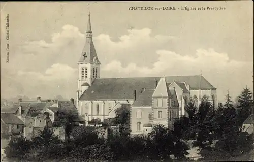 Ak Chatillon sur Loire Loiret, Église et le Presbytère