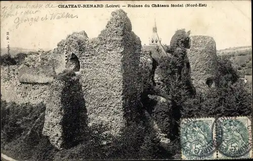 Ak Chateau Renard Loiret, Ruines du Château Féodal