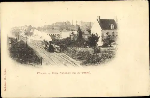 Ak Vierzon Cher, École Nationale vue du Tunnel