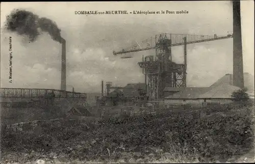 Ak Dombasle Meurthe et Moselle, L'Aeroplane, Pont mobile