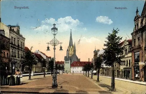 Ak Burgstädt in Sachsen, Marktplatz