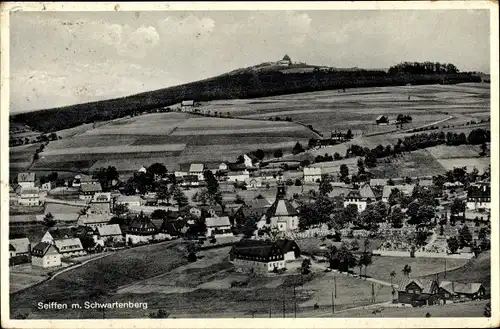 Ak Seiffen im Erzgebirge, Panorama, Schwartenberg