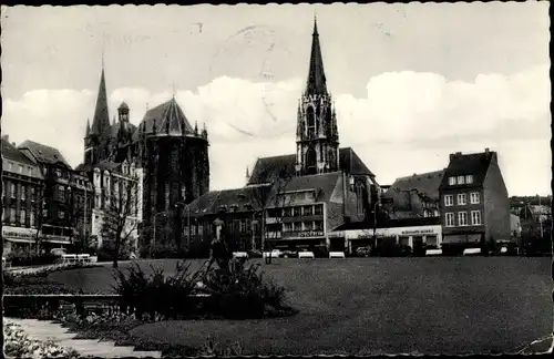 Ak Aachen in Nordrhein Westfalen, Ludwigsplatz mit Kreuzkirche