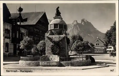 Ak Garmisch Partenkirchen in Oberbayern, Marktplatz