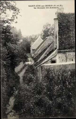 Ak Saint Cyr sur Morin Seine et Marne, Descente des Armenats