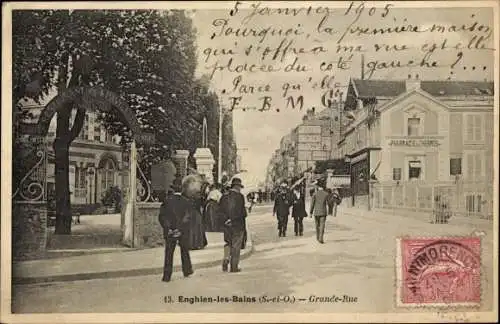 Ak Enghien les Bains Val d’Oise, Grande Rue
