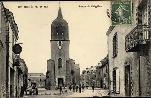 Ak Gene Maine et Loire, Place de l´Église