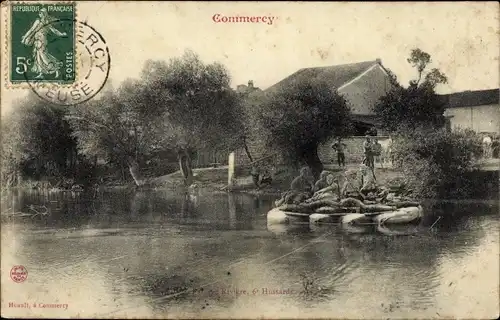 Ak Commercy Lothringen Meuse, Flos, Passage Riviere, 6e Hussards Regiment, Französische Husaren