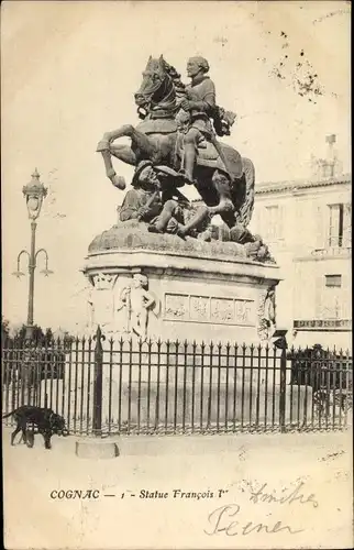 Ak Cognac Charente, Statue Francois Ier