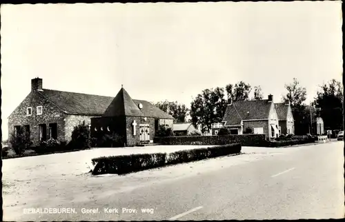 Ak Sebaldeburen Grootegast Groningen, Geref. Kerk Prov. weg