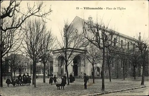 Ak Villemonble Seine Saint Denis, Place de l'Eglise