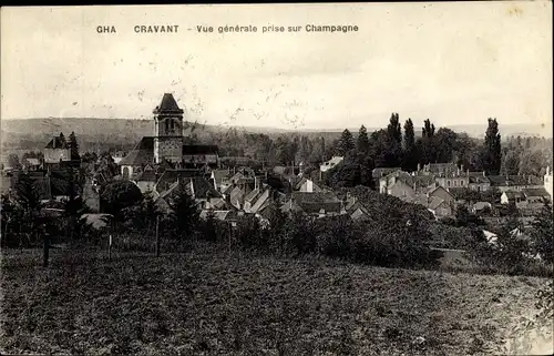 Ak Cravant Yonne, Vue generale prise sur Champagne