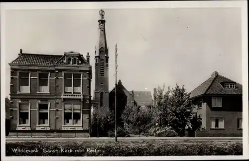 Ak Wildervank Groningen Niederlande, Geref Kerk met Pastorie