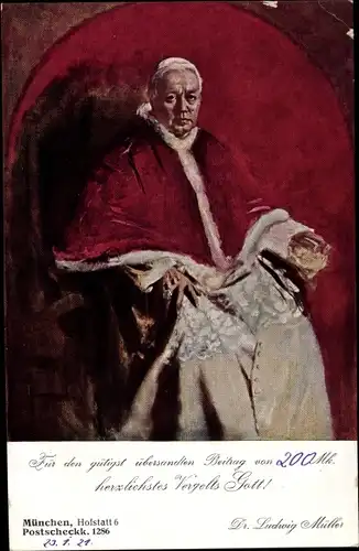 Ak Dankesgruß Papst Pius X.