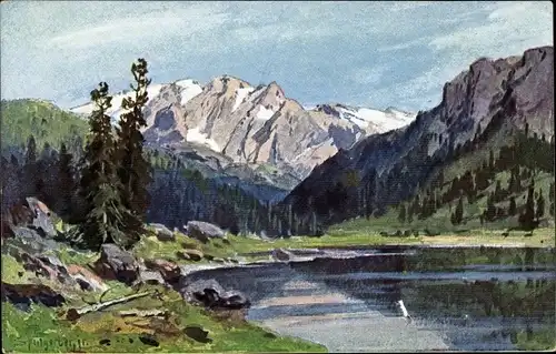 Künstler Ak Splitgerber, Gebirgslandschaft, See