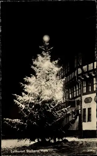 Ak Stolberg Südharz, beleuchteter Weihnachtsbaum