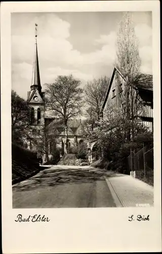 Ak Bad Elster im Vogtland, Ortspartie, Kirche