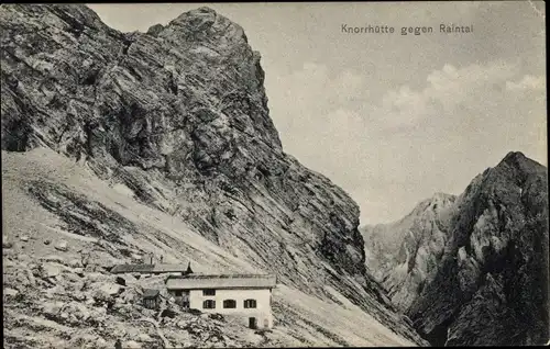 Ak Garmisch Partenkirchen in Oberbayern, Knorrhütte gegen Raintal