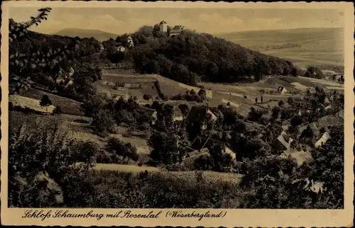 Ak Balduinstein an der Lahn, Schloss Schaumburg mit Rosental